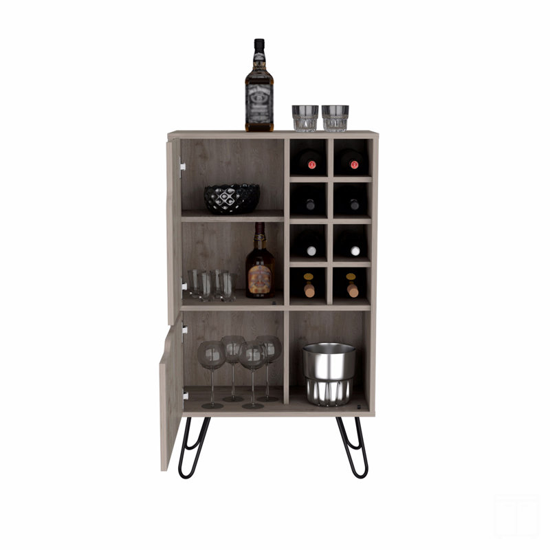 Bar, huit porte-bouteilles encastrés, porte simple