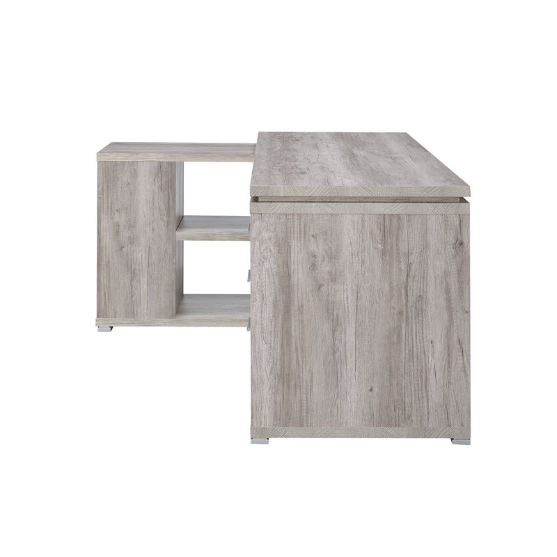 L-Shape Home Office Computer Desk, Gray Driftwood, 29.5" H x 60" W x 47.25" D
