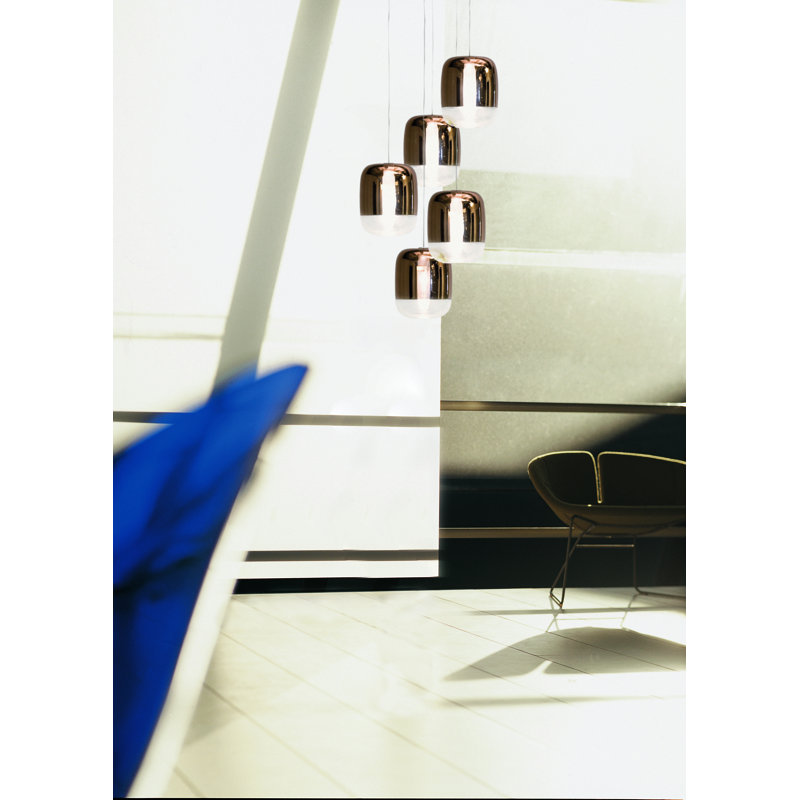 Gong 5 - Light Matt Silver LED Cluster Pendant, Copper
