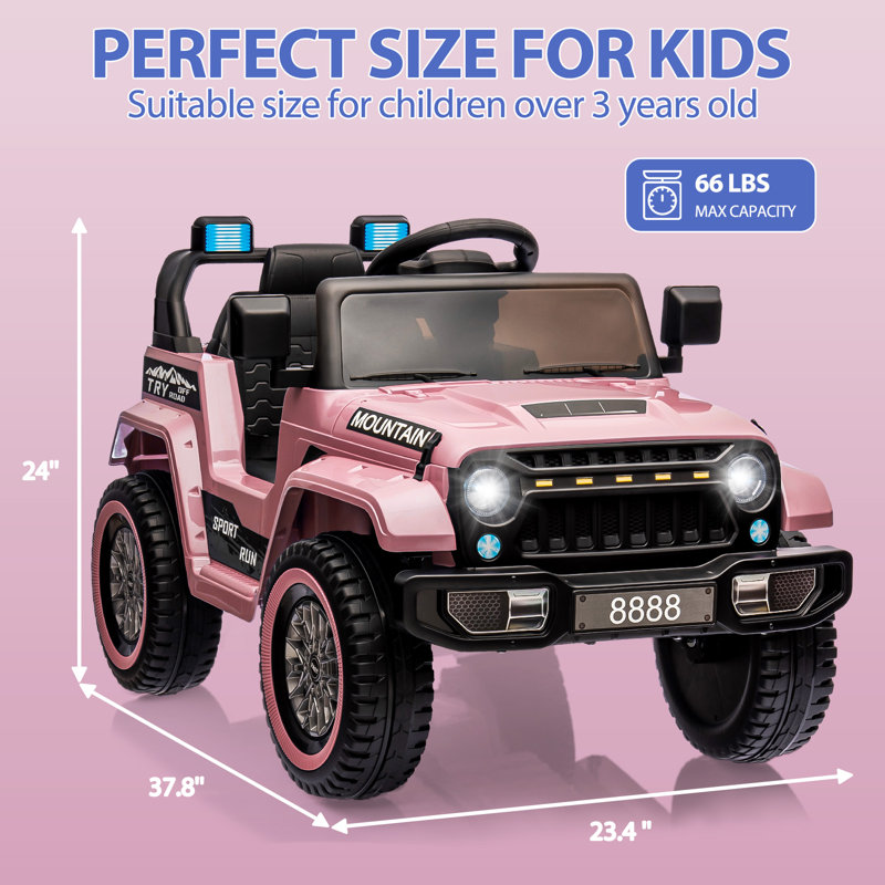 12V Kids Ride On Car with Parent Remote Control, Electric Toy Truck for Boys & Girls, All Terrain Outdoor Vehicle with Spring Suspension, LED Lights, Music Player