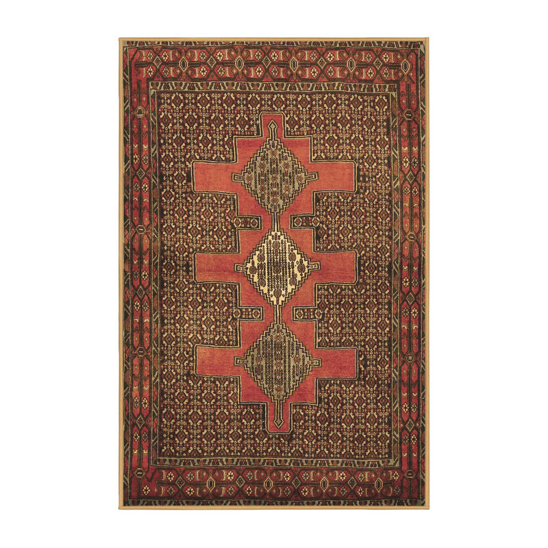 Tapis marocain fabriqué à la machine en brun, Rectangle de 5 pi x 8 pi