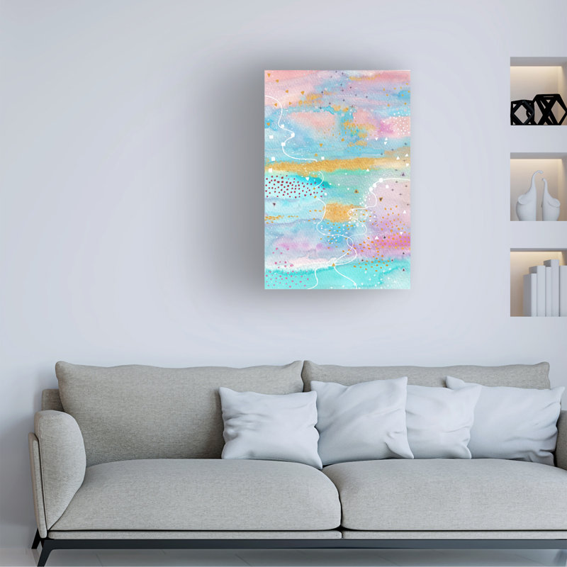 Art sur toile, queues de coton bolognaise Camille Contini, H 22 po x l 32 po