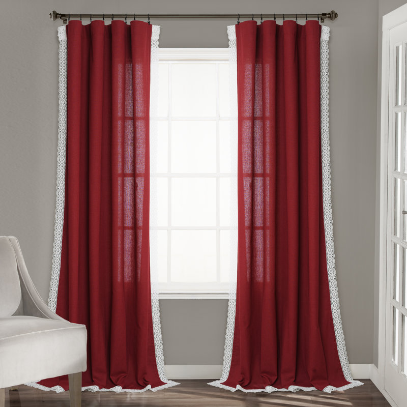 Paire de rideaux semi-transparents Rosalie, L 54 po x L 95 po, Rouge