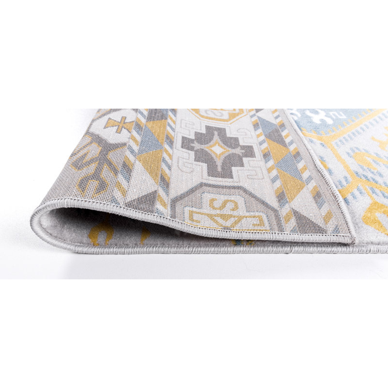 Tapis bleu / jaune Majeic, Rectangle 2 pi 2 po x 3 pi