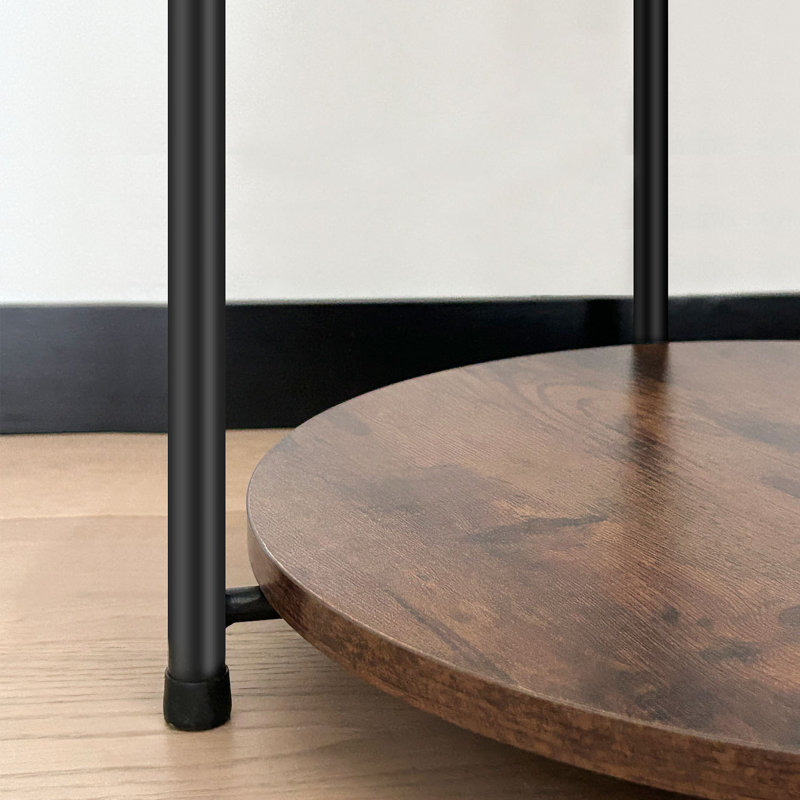Round Black Metal End Table with Removable Tray