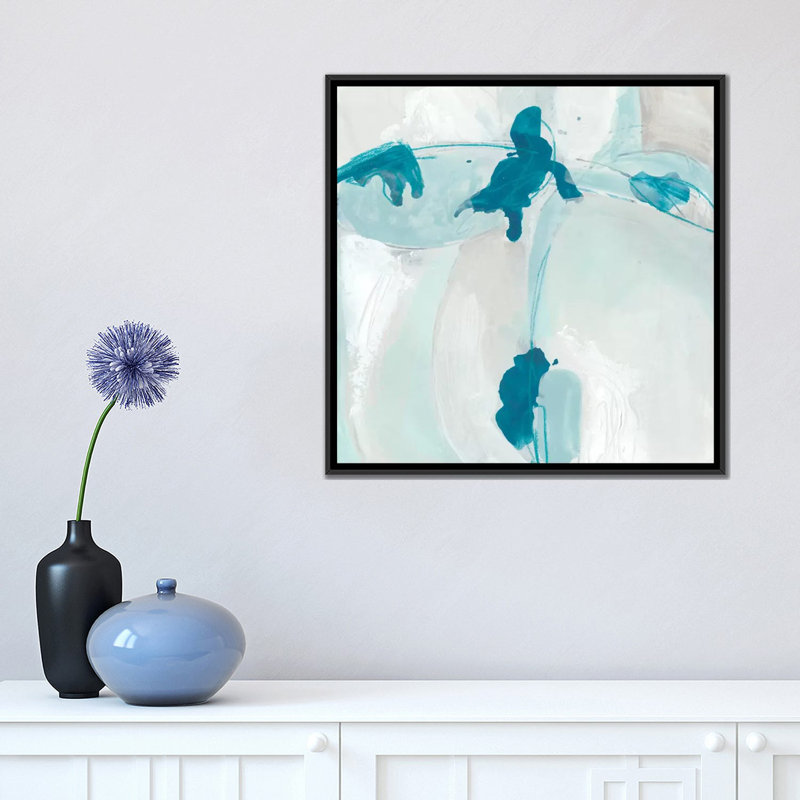 « trace echo i », impression sur toile, Pas de tapis, Toile avec cadre noir, H 18 po x l 18 po x P 1,5 po