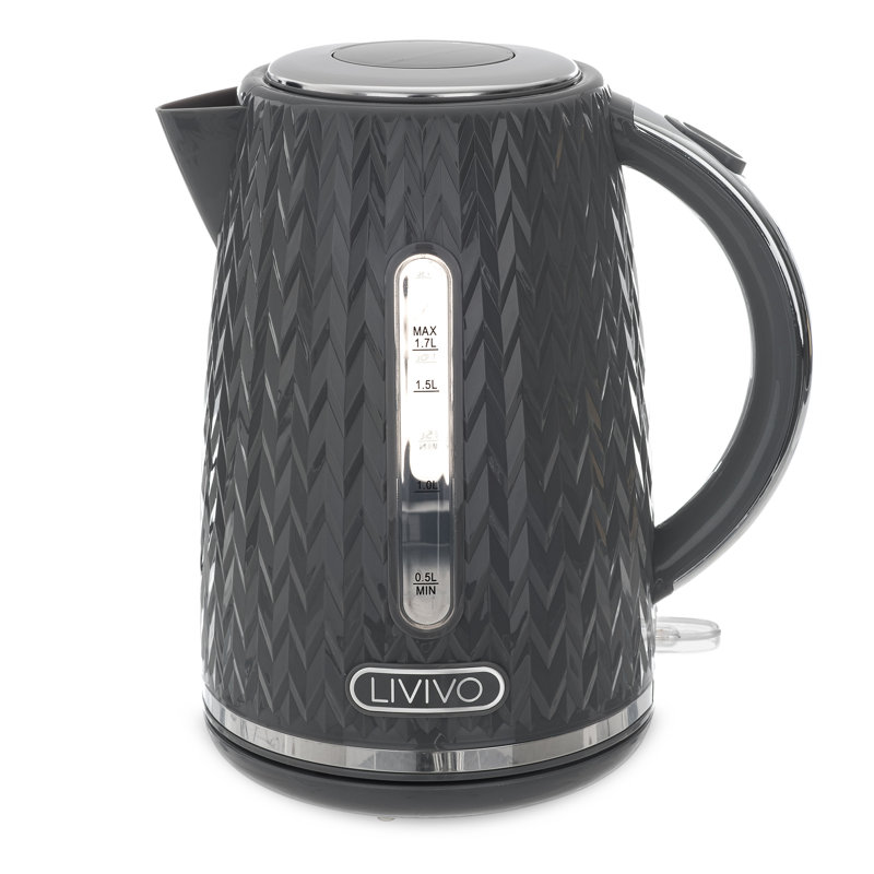 LIVIVO 1.7L Plastic Electric Tea Kettle, Dark Grey