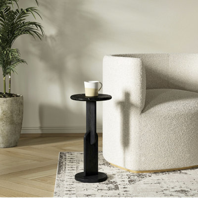 Table de bout ronde en marbre avec base piédestal Kielle