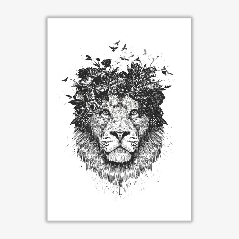 Floral Lion 1 Piece Wall Art, 42 cm H x 29.7 cm W x 1 cm D, No Frame