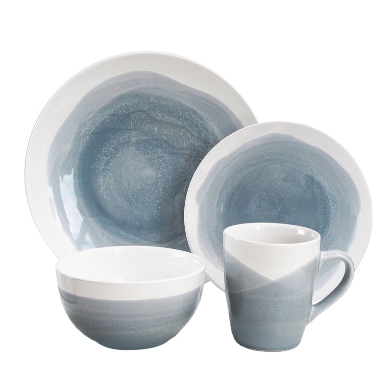 Bayford 16 Piece Dinnerware Set - Service for 4, Blue/White