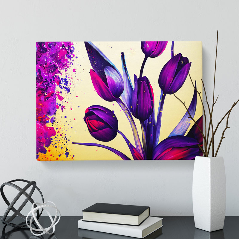 Tulip Flower Splash Vol.5 Abstract - Wrapped Canvas, 35cm H x 50cm W x 3cm D