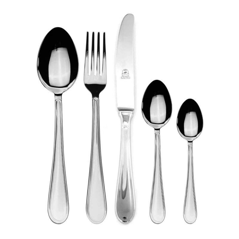 Norma Flatware Set with Moka Spoon and H/H Knives - 30 Pieces - Stainless Steel