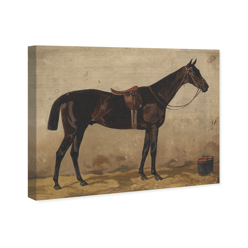 Brauner Im Stall Farm Animals par Emil Volkers - sur toile, Toile tendue, H 17 po x l 20 po