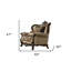 Fauteuil à oreilles capitonné en damas brun clair Gracie Mills avec coussins décoratifs