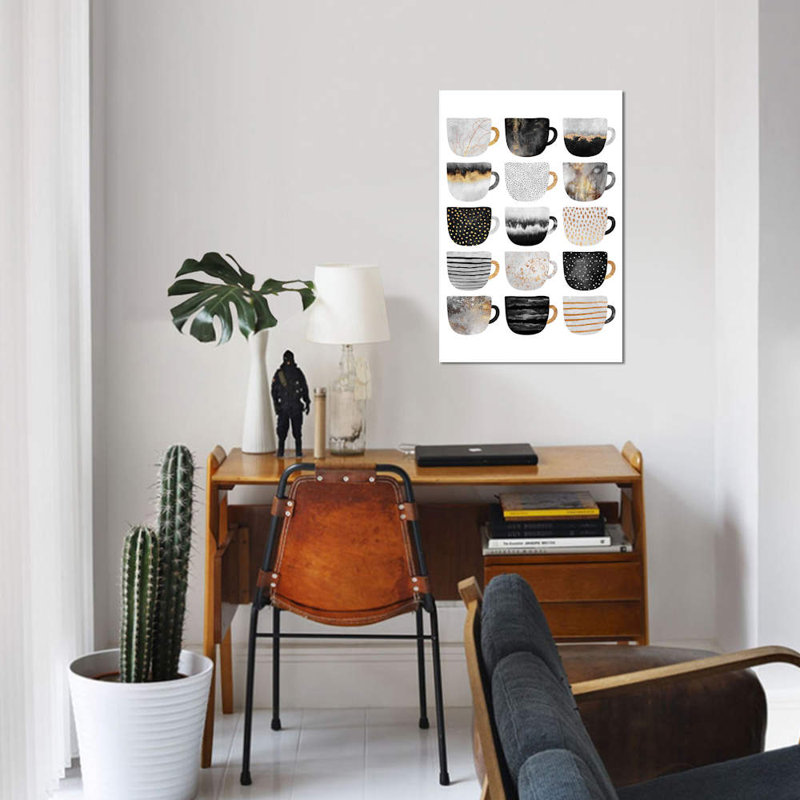 «Pretty Coffee Cups III» par Elisabeth Fredriksson - impression sur toile tendue, H 12 po x l 8 po x P 0,75 po, Toile tendue
