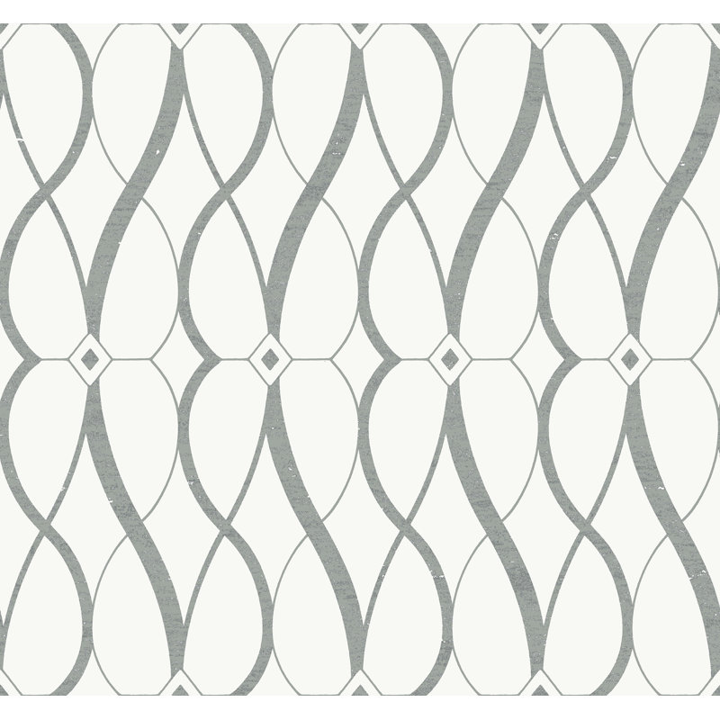 Graceful Geo Geometric Metallic Wallpaper Roll, White/Silver