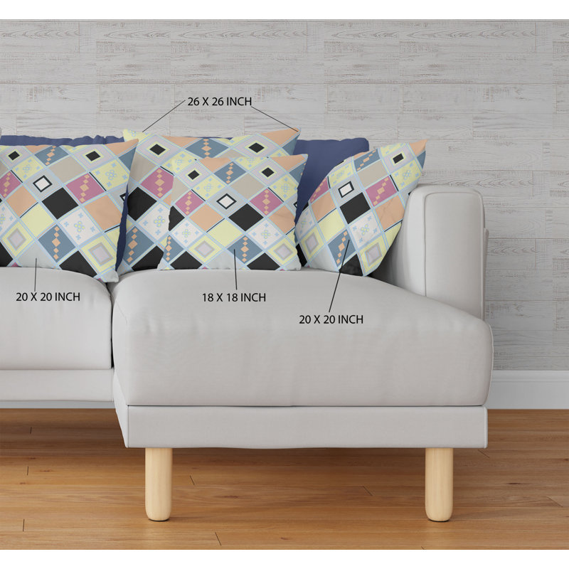  Housse et insert de coussin extérieur d'extérieur, 20 po x 20 po, Jaune / rose