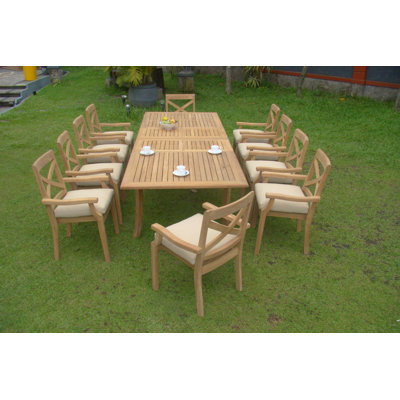 Nathanial 8 - Person Teak Patio Dining Set with Rectangular Table