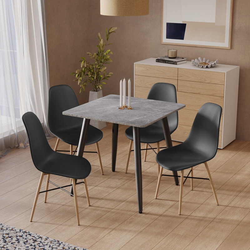 4 - Person Dining Set, Black, Armani Grey