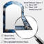 Bleu doré, flocon de neige de Noël beauté I - miroir asymétrique de Noël, miroir mural décoratif arche bleue, impression d'art en métal-955096420