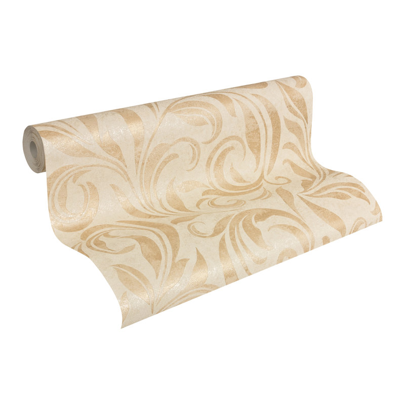 Nobile 10.05m x 70cm 3D Embossed Wallpaper, Beige, dark cream and metallic