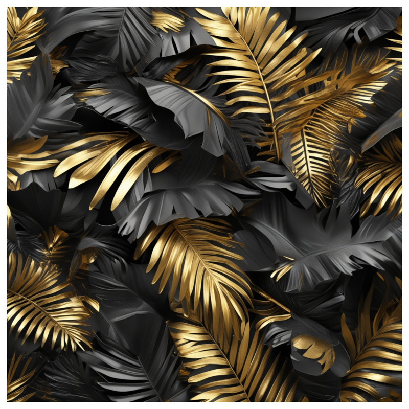 Édredon doré à feuilles de palmier noir, Grand lit
