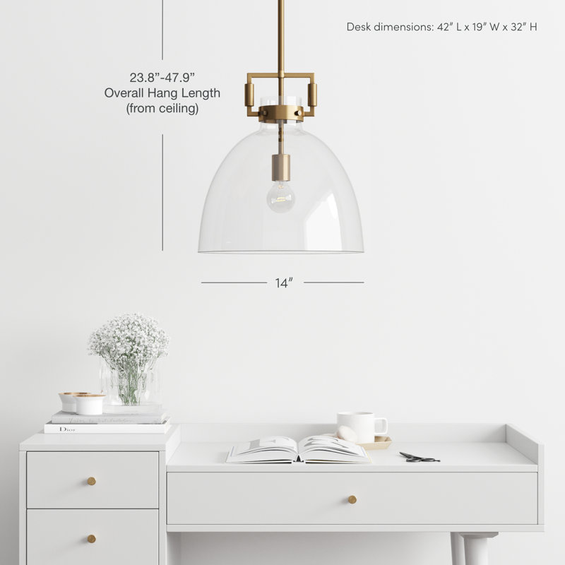Luminaire suspendu en dome à 1 lumière, Laiton