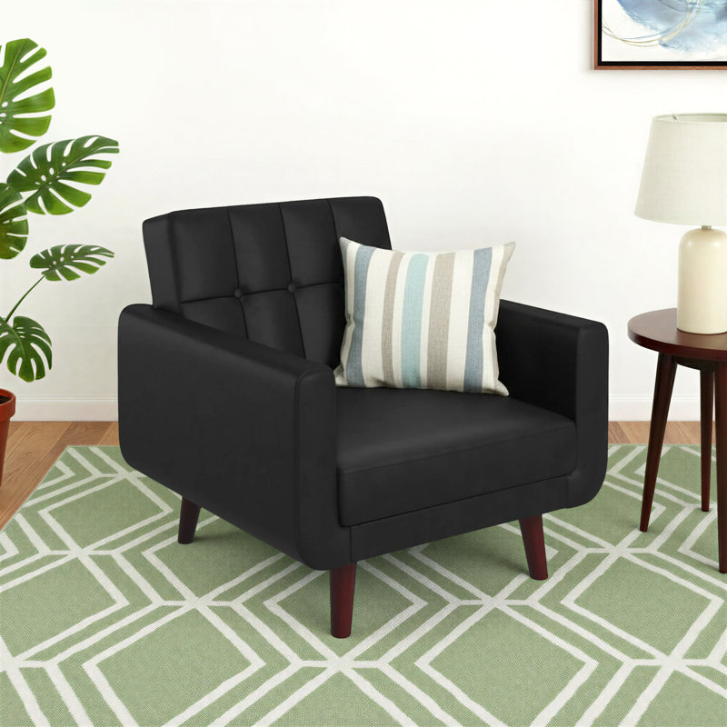 Fauteuil capitonné Gaige, Noir