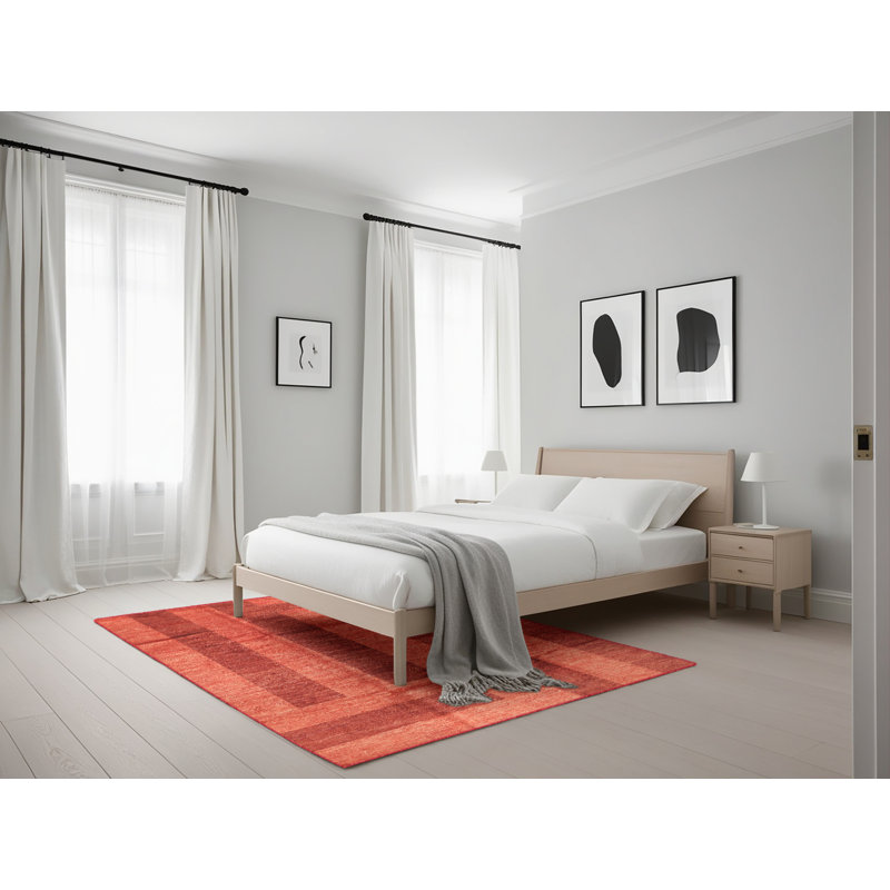 Tapis de zone rouge contemporaine, Rectangle 5 pi x 7 pi