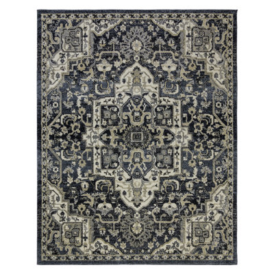 Barcelona Melina Navy Blue/Grey Polyester/Polypropylene Tufted High-Low Area Rug Collection