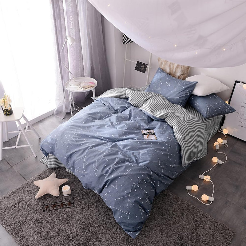 Chic 100% Cotton Flower Printed Duvet Cover Set, Floral 25, Full Duvet Cover + 2 Standard Pillowcases