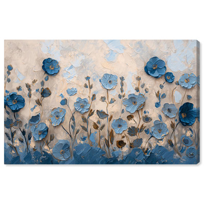 Cerulean Blue Flowers II Canvas Blue Floral Art by Art Remedy