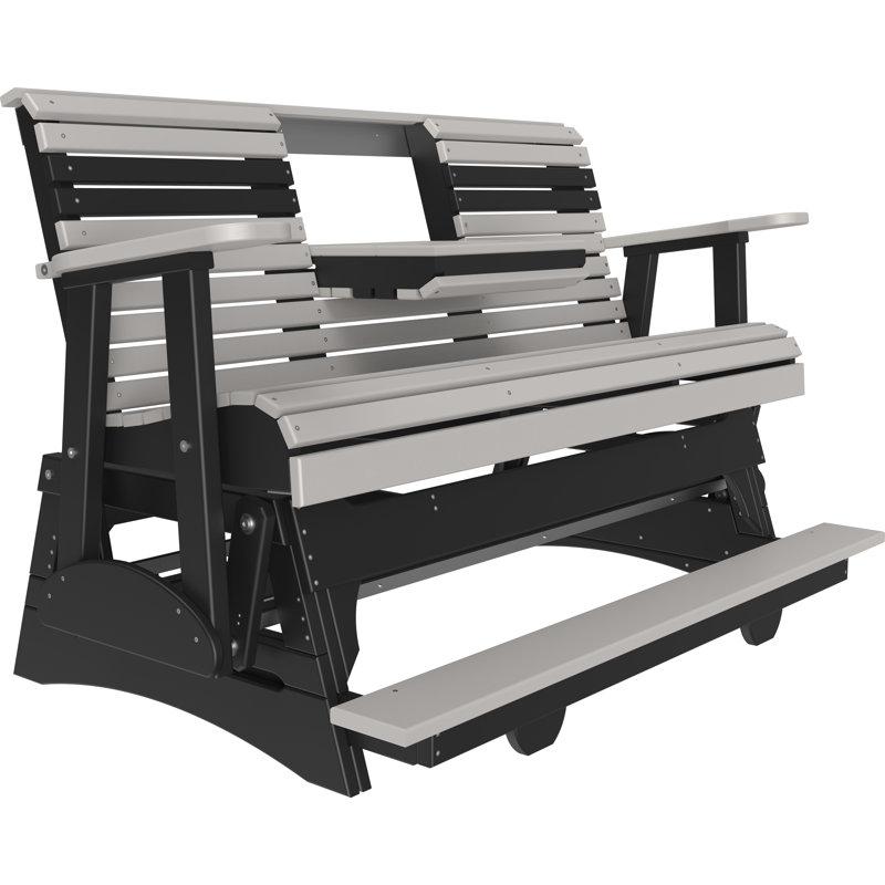 Banc d'extérieur coulissant en polywood, Gris/noir