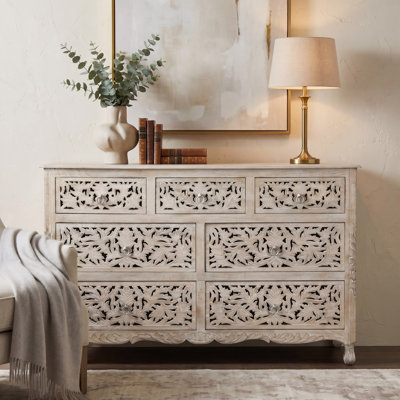 Harleen Solid Wood 57 " W 7 - Drawer Dresser
