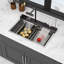 Évier de cuisine 30 po - évier cascade 30 po x 19 po x 9 po multifonction à rebord simple en acier inoxydable avec station de travail à rebord 16 pouces