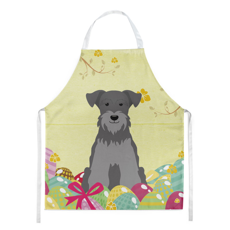Tablier œufs de pâques, Schnauzer miniature, Jaune / noir / argent