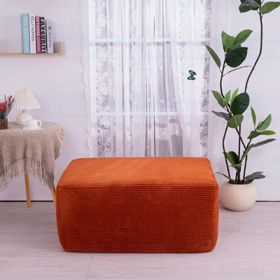 Stylish Orange Corduroy Ottoman with Durable Fabric and Versatile Double Chaise Lounge for Modern Living