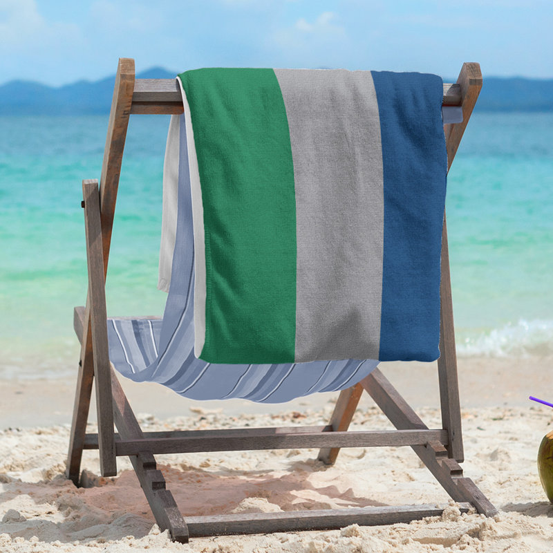 Vancouver Lightweight Beach Towel, Green/Cool Gray/Dark Blue, Microfiber