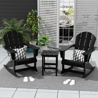 Cullan Plastic Rocking Adirondack Chair with Table
