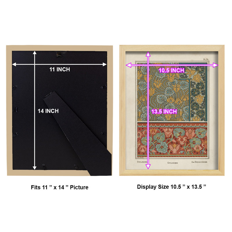 Nouveau Decorative I, reproduction d'art encadrée, H 15 po x l 12 po x P 1 po, Naturel