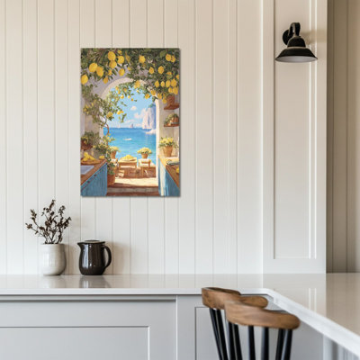Art mural de citron, images de citron méditerranéen pour la cuisine, impression d'art sur toile de fruits italiens, affiche rétro pour mur, décoration murale de cuisine 12 po x 16 po