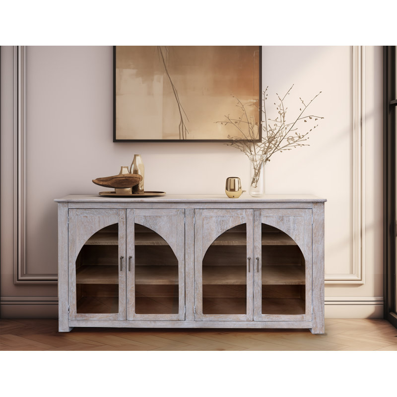 Console à 4 portes en bois massif Acropolis - 70 po