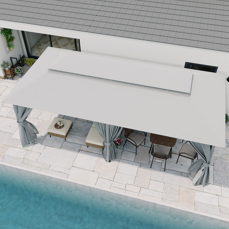 Gray Steel 8x8 Patio Gazebo with Curtains