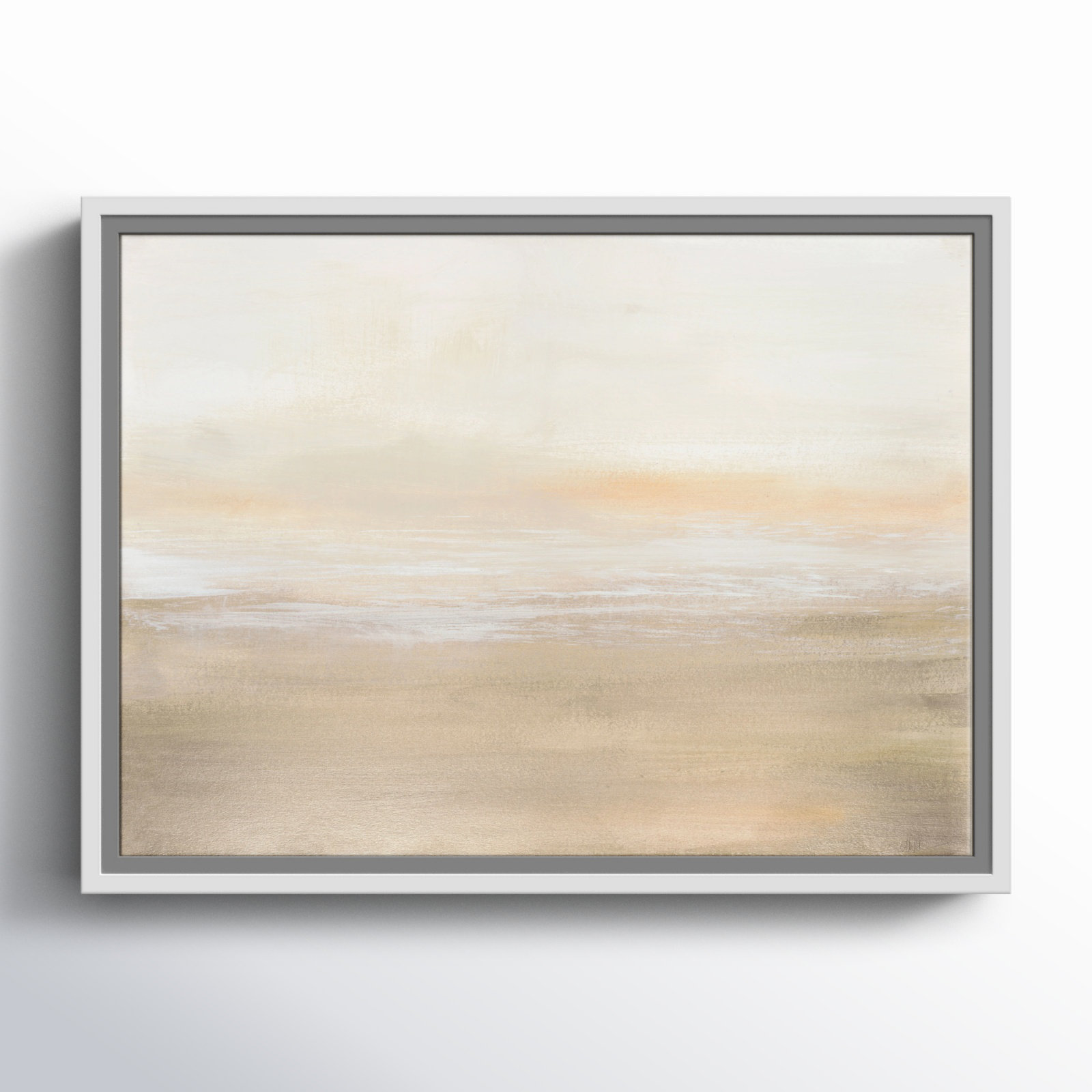 Willadeene "Morning Calm" Painting, White Framed, 12" H x 16" W x 2" D