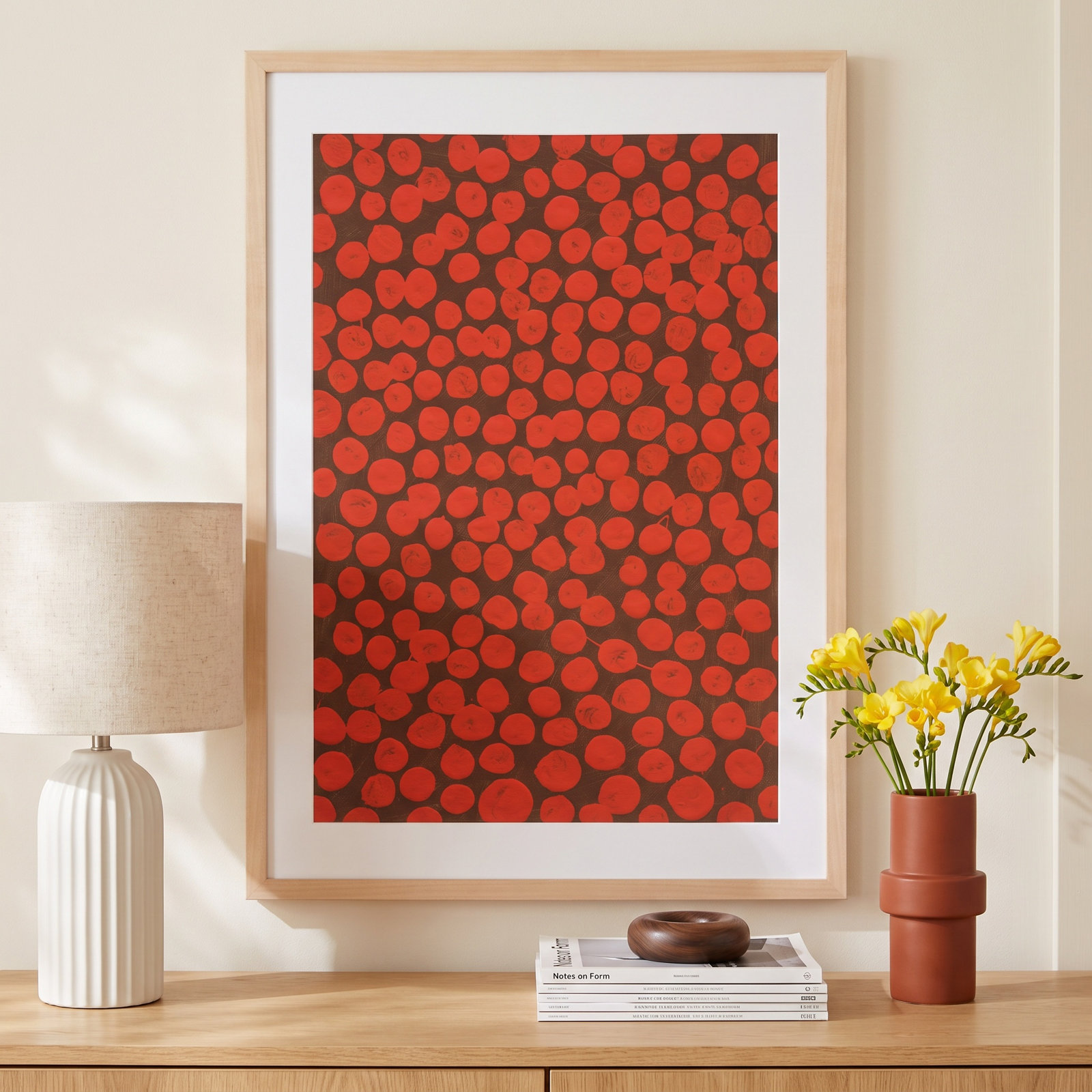 Navi "Salsa on Brown" Painting, 50" H x 35" W x 1.25" D, Brown