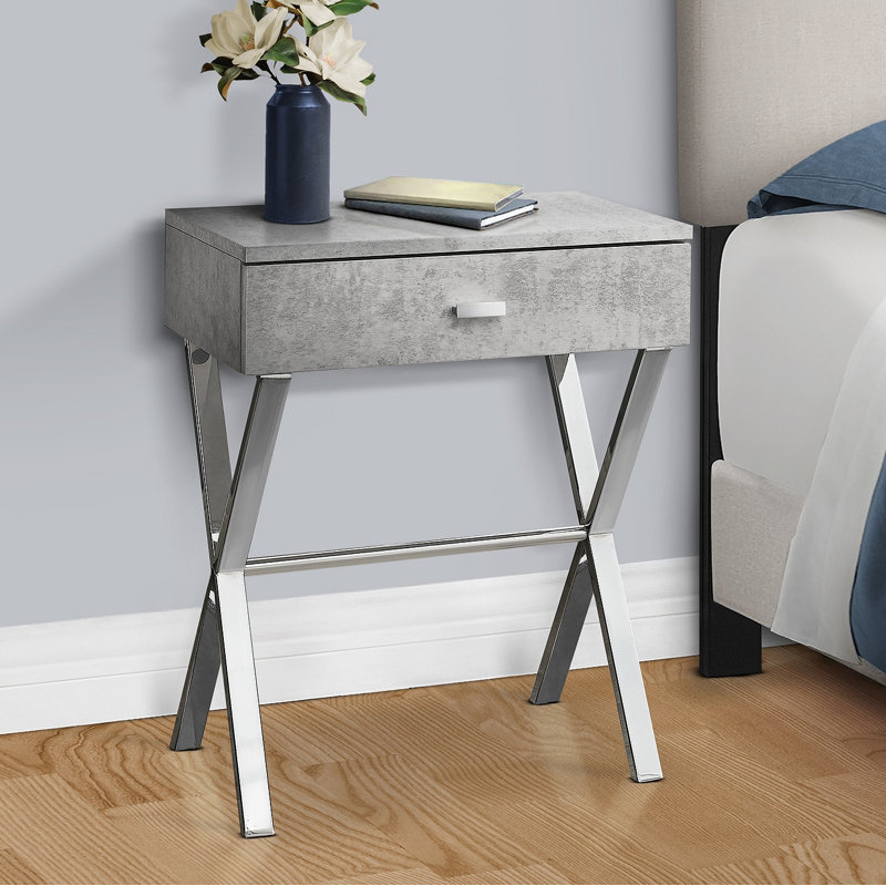Table d'appoint avec table de bout et lampe de chevet avec tiroir et rangement, Grey