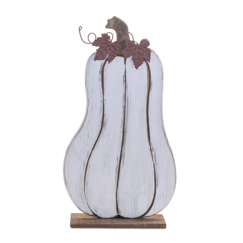 Décoration citrouille en bois vieilli