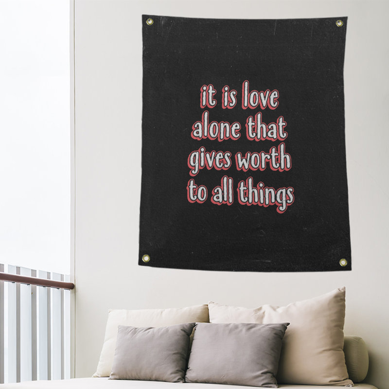 Tapisserie tableau noir de polyester love quot, H 36 po x l 26 po, Rouge