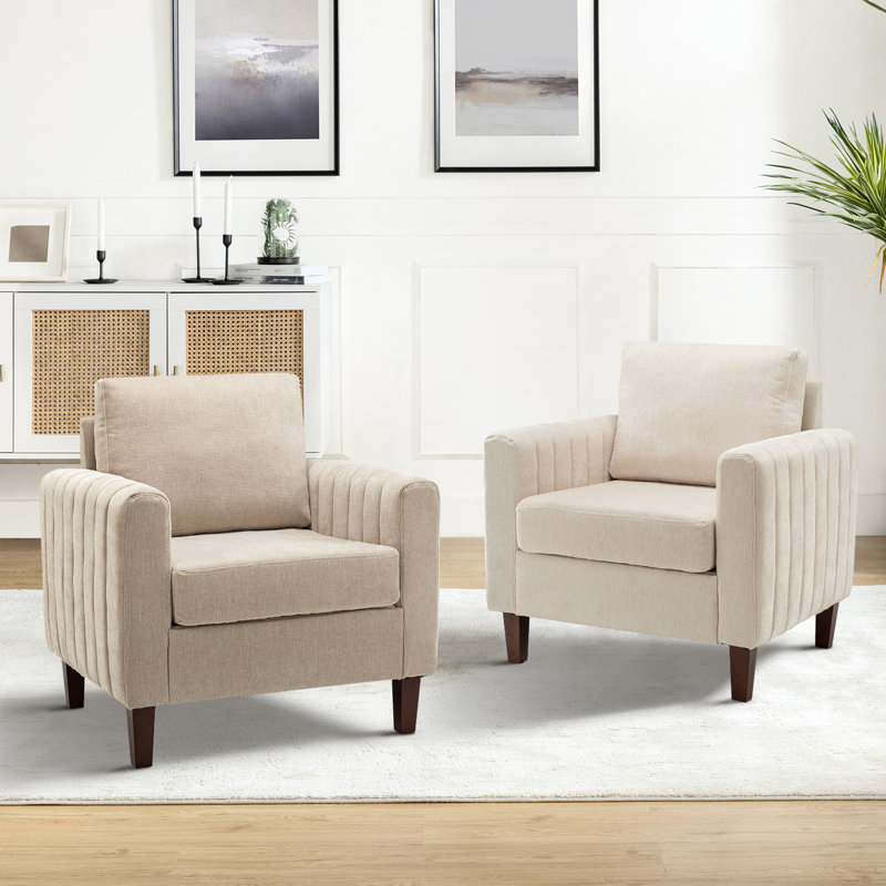 Fauteuil club l 32,5 po Ardarius, Polyester ivoire