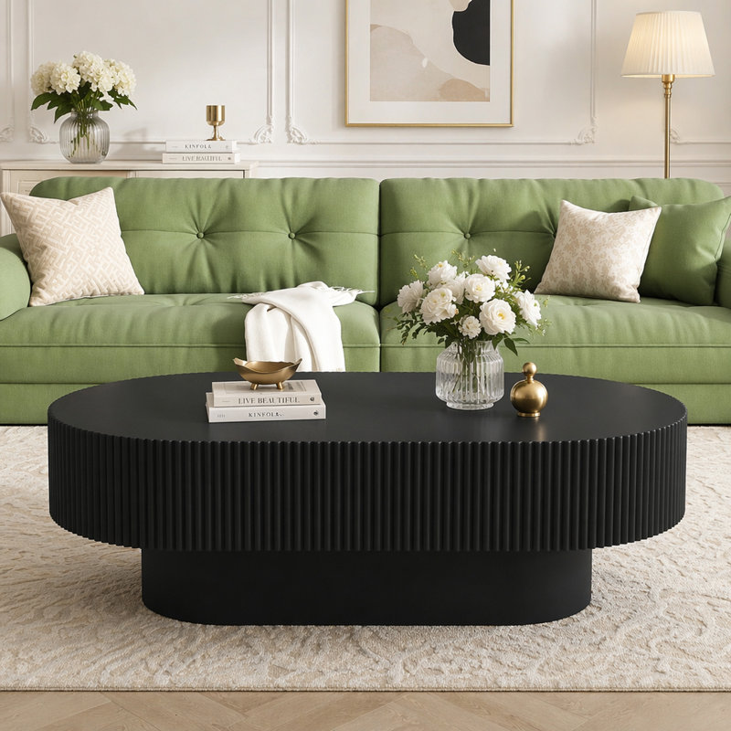 Table basse ovale élégante de 43,3 po, Black